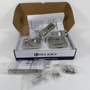 Delaney Pocket Door Lock Satin Nickel 370109 Right or Left w/Privacy Lock
